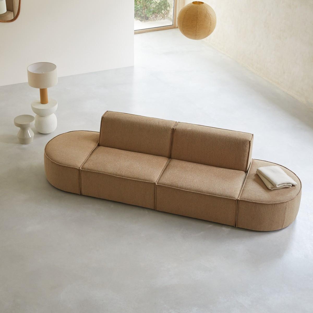 Tikamoon Modulares 2-Sitzer-Sofa aus camelfarbenem Stoff Dario  