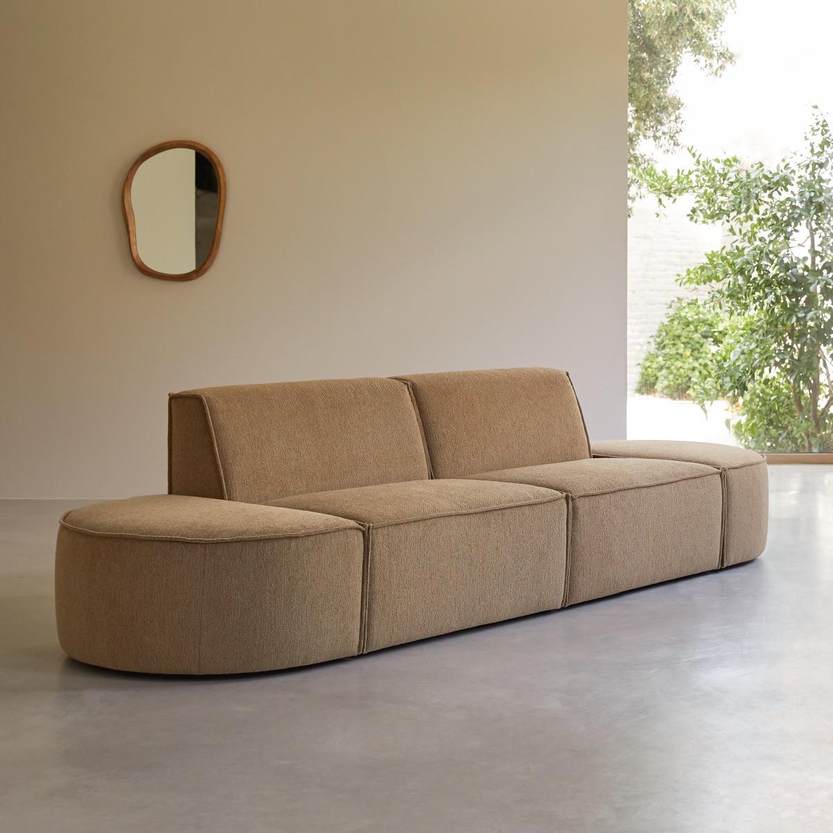 Tikamoon Modulares 2-Sitzer-Sofa aus camelfarbenem Stoff Dario  