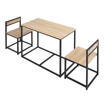 Esstisch mit 2 Stühlen, 3er-Set Essgruppe, Küchentisch-Set für 2 Personen, Esszimmergruppe für kleine Räume, Küche, Wohnzimmer, Eiche