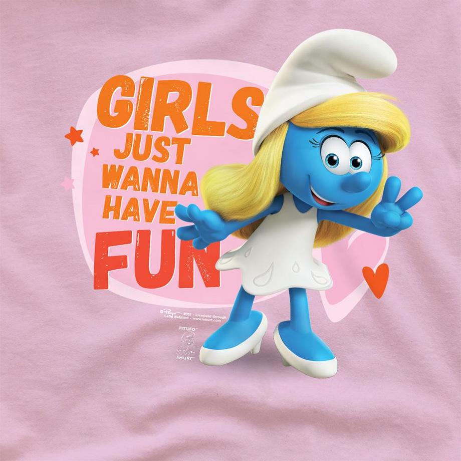 Puffi  Girls Just Wanna Have Fun Maglietta Puffetta (smurfette) 