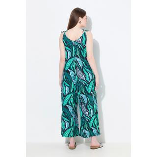 Ulla Popken Jersey Jumpsuit Dschungel Print mit Binde Trägern  