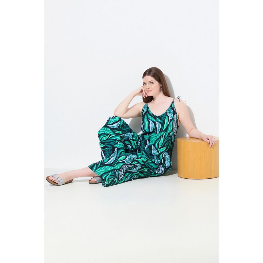 Ulla Popken Jersey Jumpsuit Dschungel Print mit Binde Trägern  