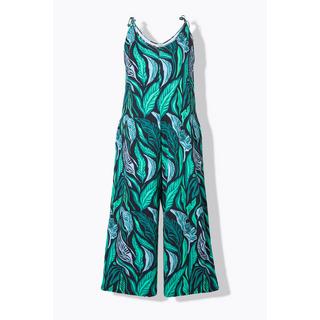 Ulla Popken Jersey Jumpsuit Dschungel Print mit Binde Trägern  
