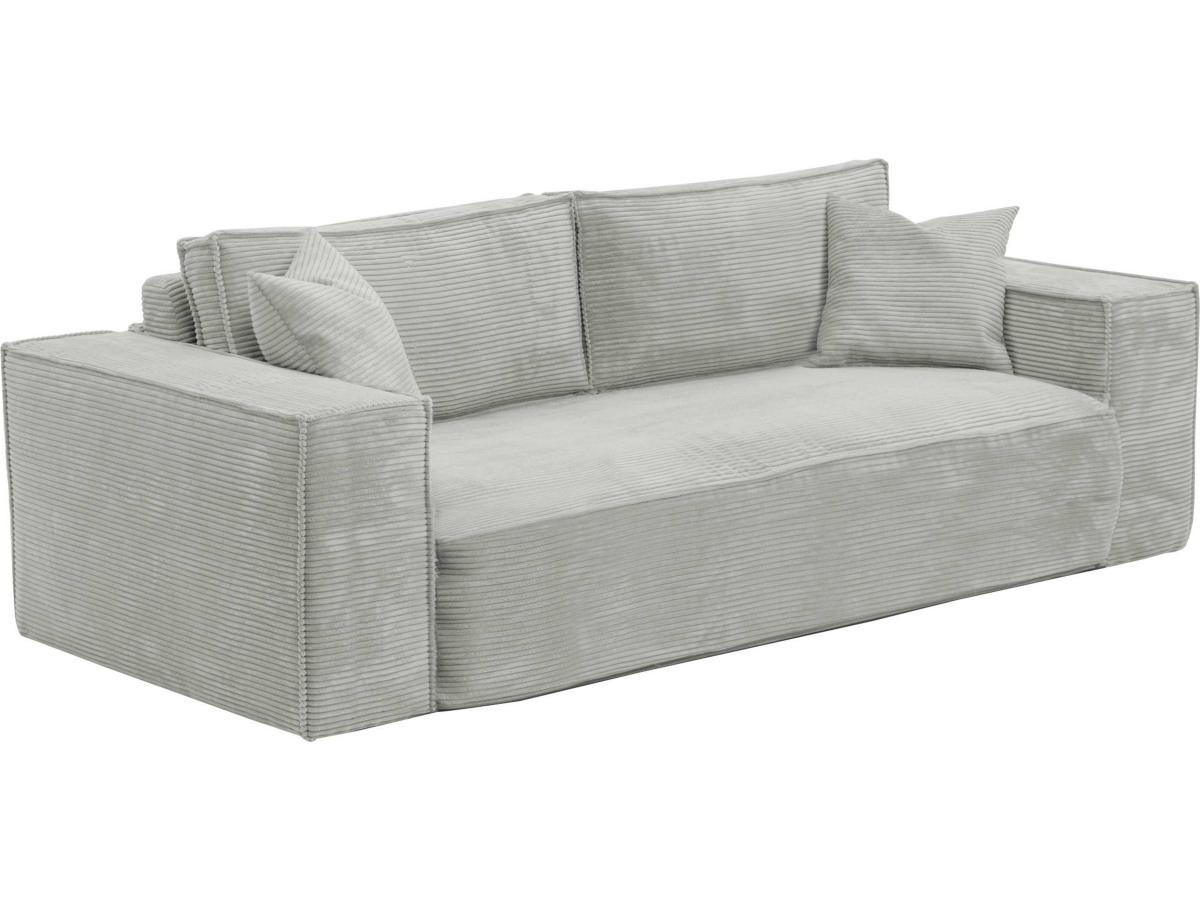 Vente-unique Sofa 4-Sitzer mit Matratze - Cord - Grau - Liegefläche 160 cm - Matratze 14 cm mit Memory Schaum - AMELIA  