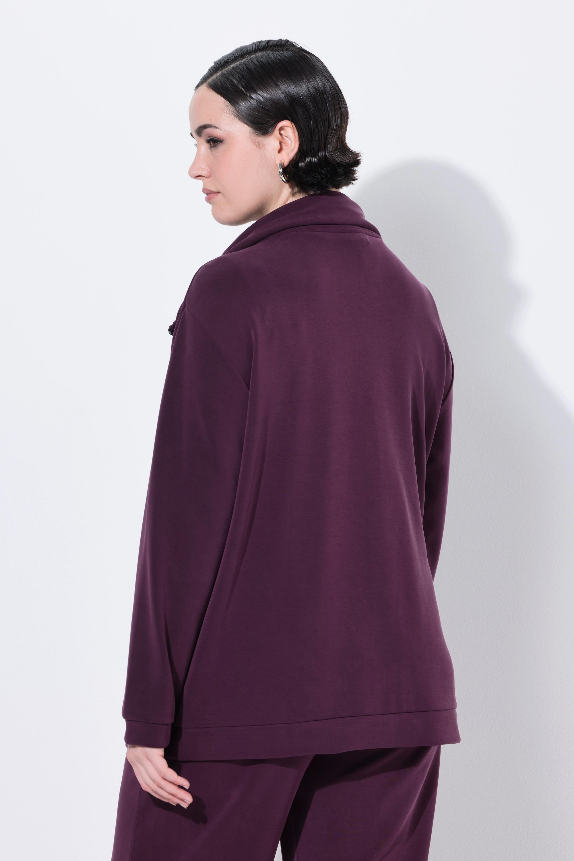 Ulla Popken Veste en Molleton Pierres Décoratives Col Montant Manches Longues  