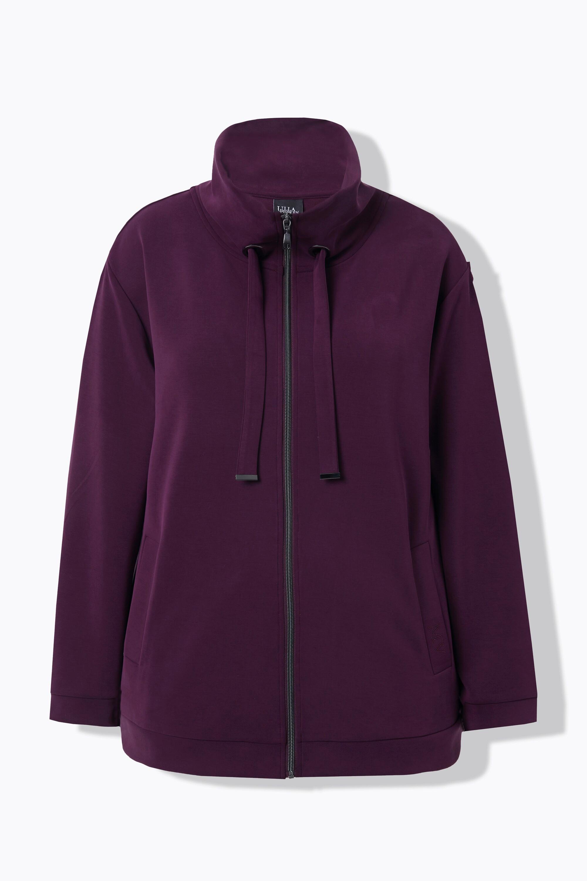 Ulla Popken Veste en Molleton Pierres Décoratives Col Montant Manches Longues  