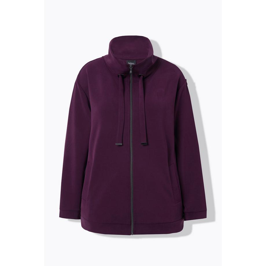 Ulla Popken Giacca di Felpa Pietre Decorative Collo Alto Maniche Lunghe  