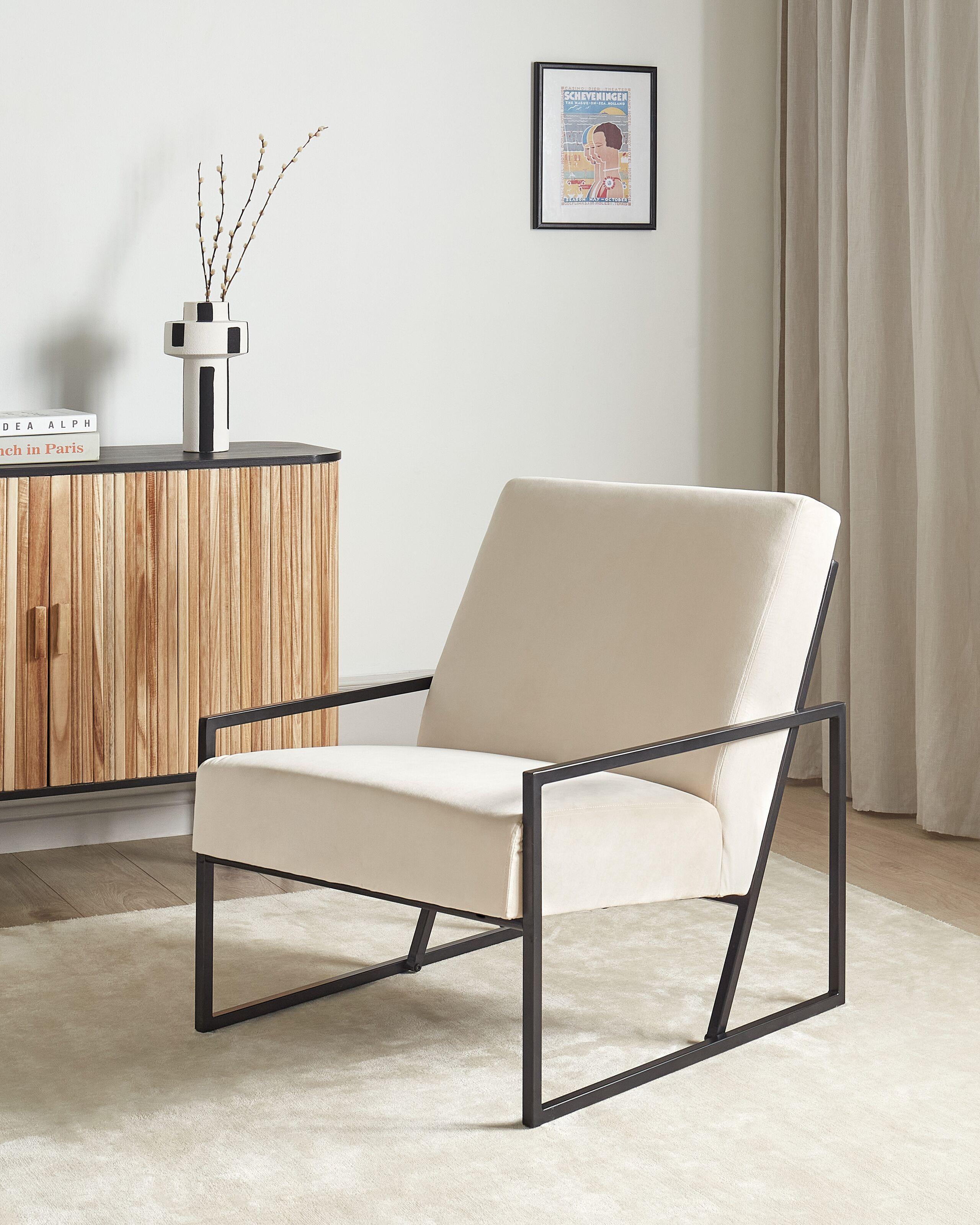 Beliani Fauteuil en Velours Moderne DELARY  