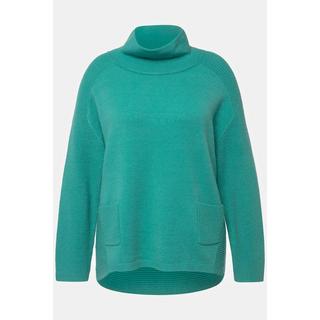 Ulla Popken  Pullover, Rippstrick-Einsätze, Stehkragen, Langarm 