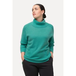 Ulla Popken  Pullover, Rippstrick-Einsätze, Stehkragen, Langarm 