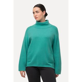 Ulla Popken  Pullover, Rippstrick-Einsätze, Stehkragen, Langarm 