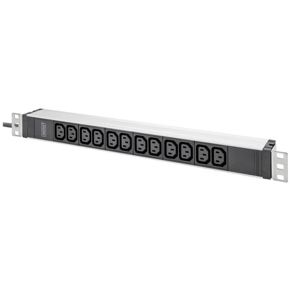 Digitus  1U Aluminum PDU, rackmountable, 12 x C13 16A, 230VAC, 50/60Hz, Safety plug 