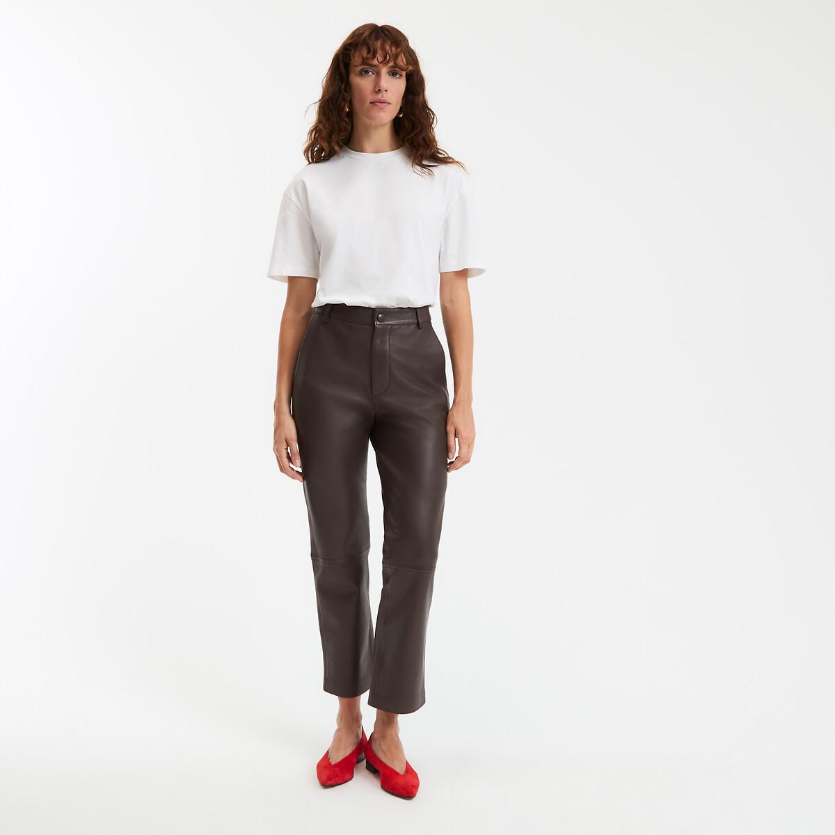 La Redoute Collections Pantalon droit en cuir  