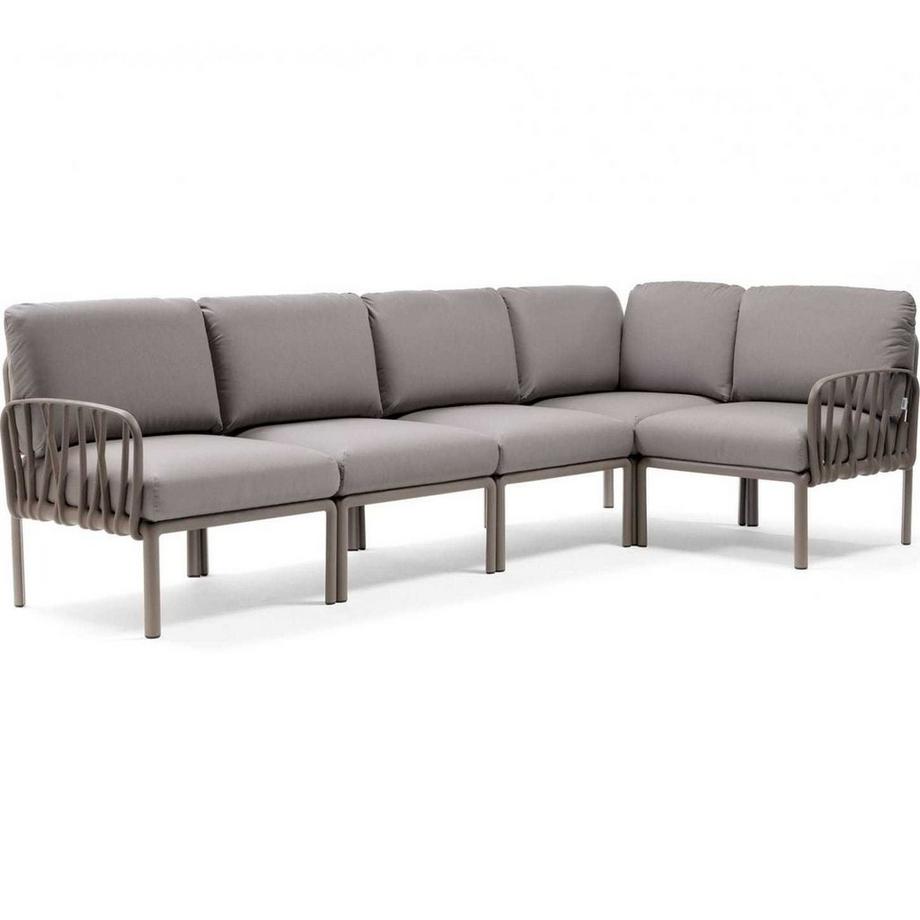 Chaise longue de jardin komodo (5 pièces) marron gris