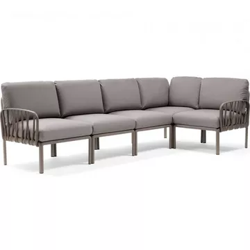 Chaise longue de jardin komodo (5 pièces) marron gris