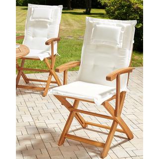 Beliani Lot de 2 chaises de jardin avec coussins en Acacia Traditionnel MAUI II  
