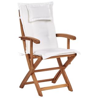 Beliani Lot de 2 chaises de jardin avec coussins en Acacia Traditionnel MAUI II  