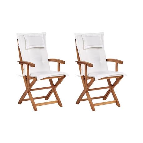 Beliani Lot de 2 chaises de jardin avec coussins en Acacia Traditionnel MAUI II  