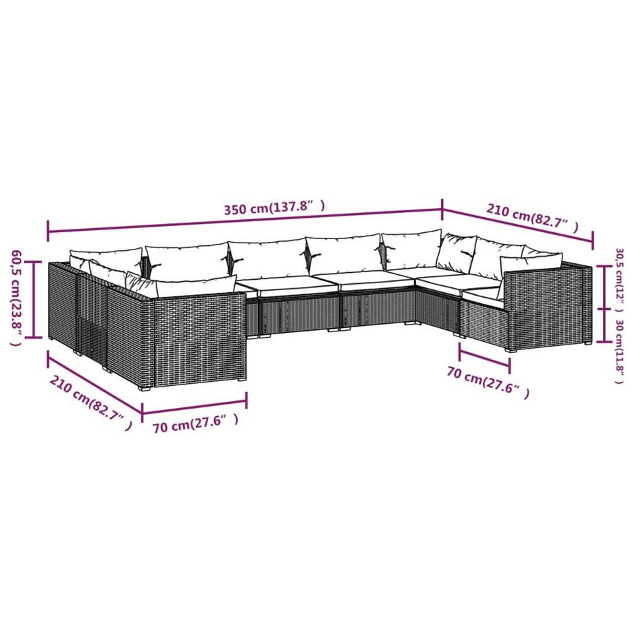 VidaXL Garten-lounge-set poly-rattan  
