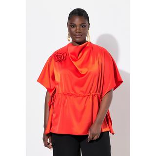 Ulla Popken  Shirtbluse, oversized, Wasserfall-Ausschnitt, Halbarm 