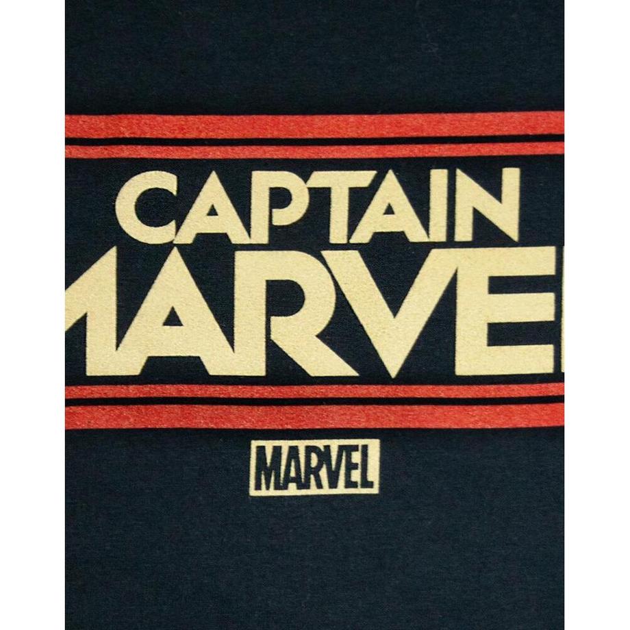Captain Marvel Gestreiftes Logo T-Shirt  