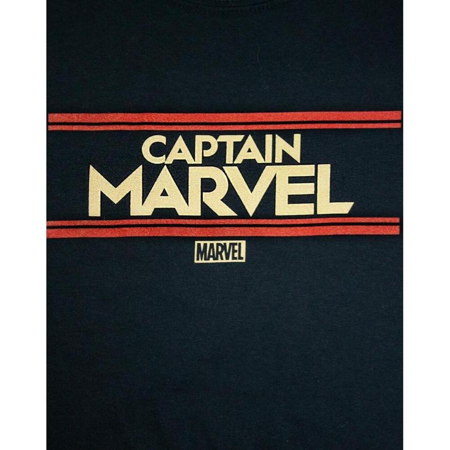 Captain Marvel Gestreiftes Logo T-Shirt  