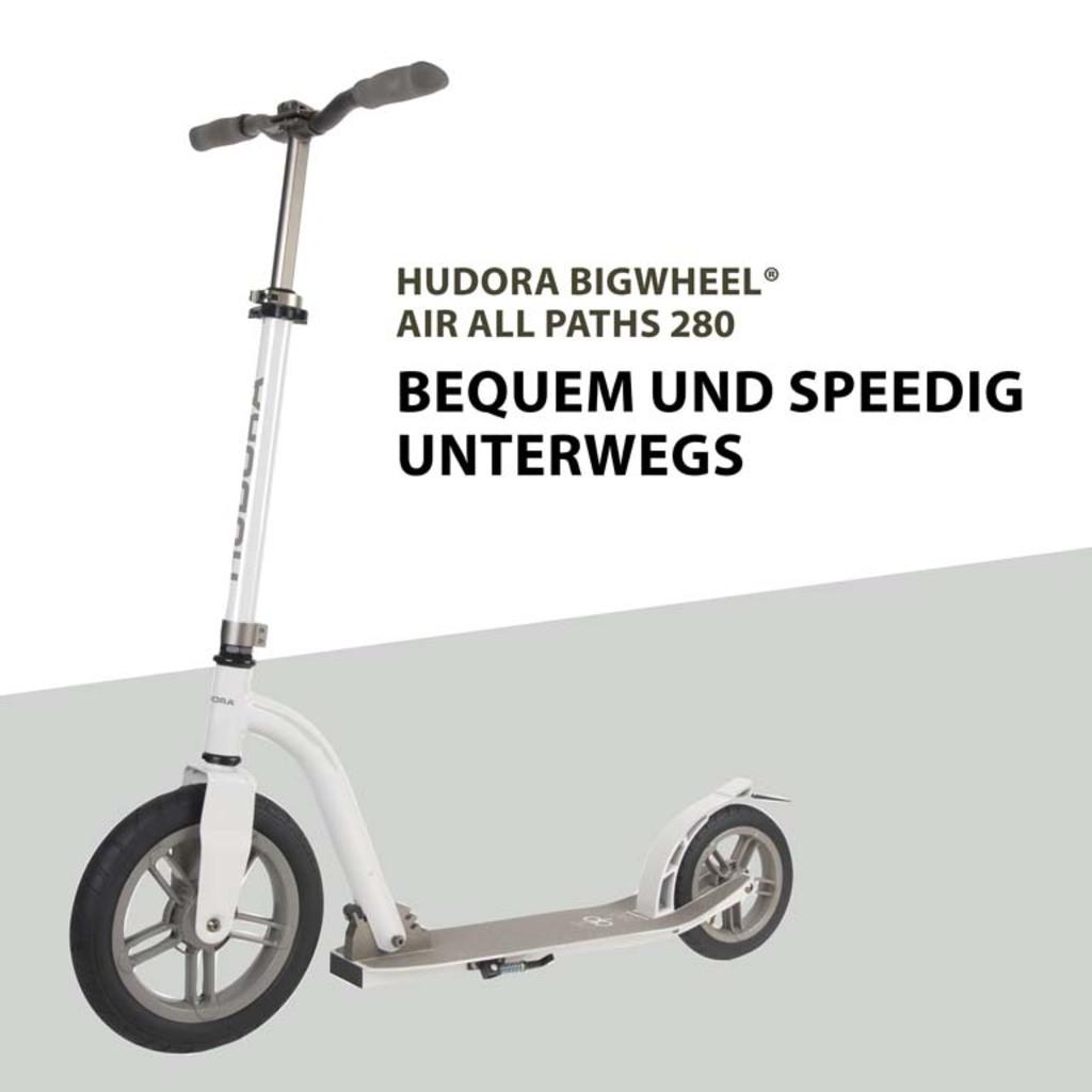 HUDORA  HUDORA Big Wheel®Air All Paths 280 Bambini Monopattino classico Nero, Avorio 