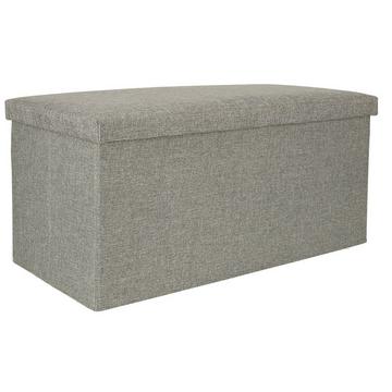 Pouf pieghevole con vano portaoggetti grigio grande 76x38x38cm