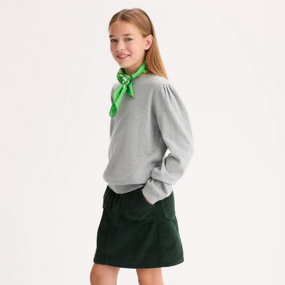 Pull col rond en fine maille avec fronces aux épaules