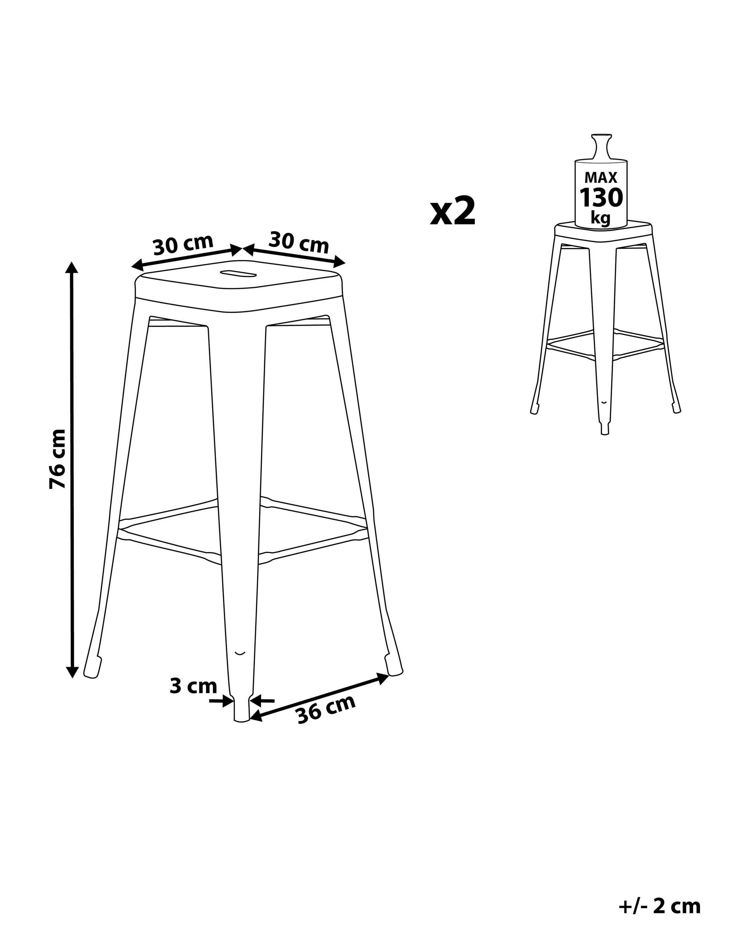 Beliani Lot de 2 tabourets de bar en Acier Industriel CABRILLO  