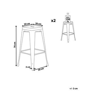 Beliani Lot de 2 tabourets de bar en Acier Industriel CABRILLO  