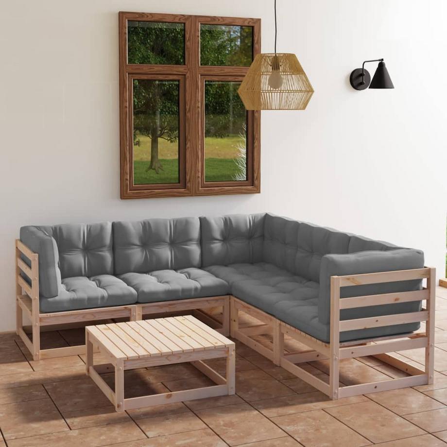 VidaXL Ensemble de salon de jardin bois de pin  
