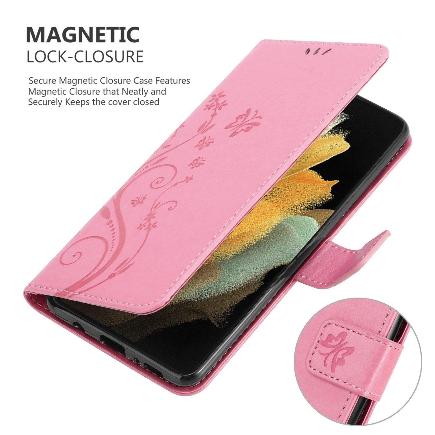 Cadorabo  Housse compatible avec Samsung Galaxy S22 ULTRA - Coque de protection au design floral avec fermeture magnétique, fonction de support et emplacements pour cartes 