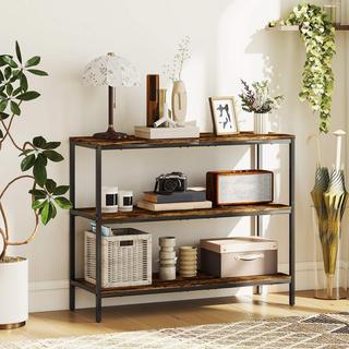 Northio Console, table d'appoint avec étagère à 3 niveaux, aggloméré, métal, marron clair  