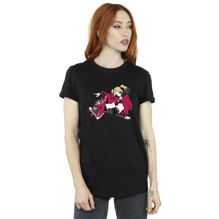 DC COMICS Harley Quinn T-Shirt Stampata Maniche Corte  