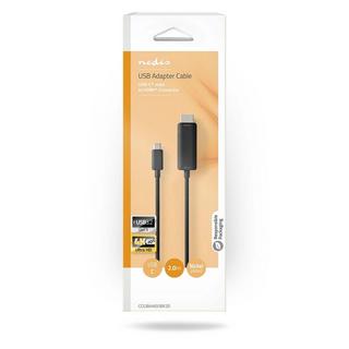 Nedis  Adaptateur USB-C™ | USB 3.2 Gen 1 | USB-C™ mâle | HDMI™ Connecteur | 4K@60Hz | 2,00 m | Rond | Nickelé | PVC | Noir | Boîte 