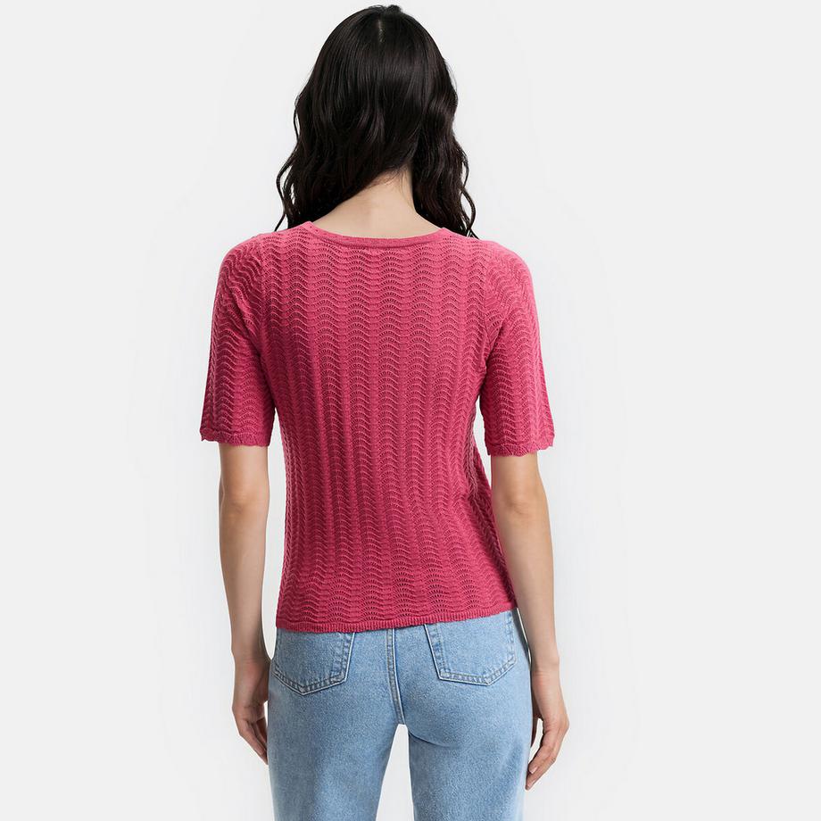 La Redoute Collections Pull col rond manches courtes  