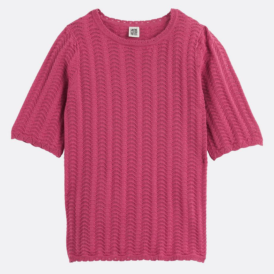 La Redoute Collections Pull col rond manches courtes  