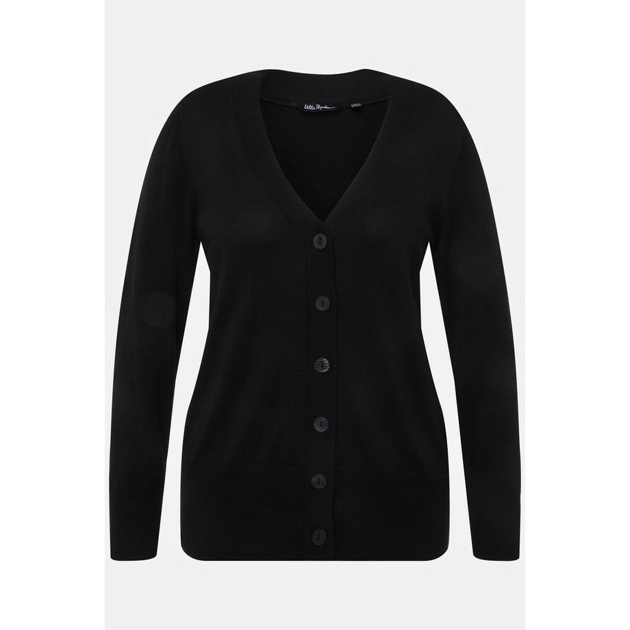 Ulla Popken Cardigan Fine Maille Encolure V Patte de Boutonnage  