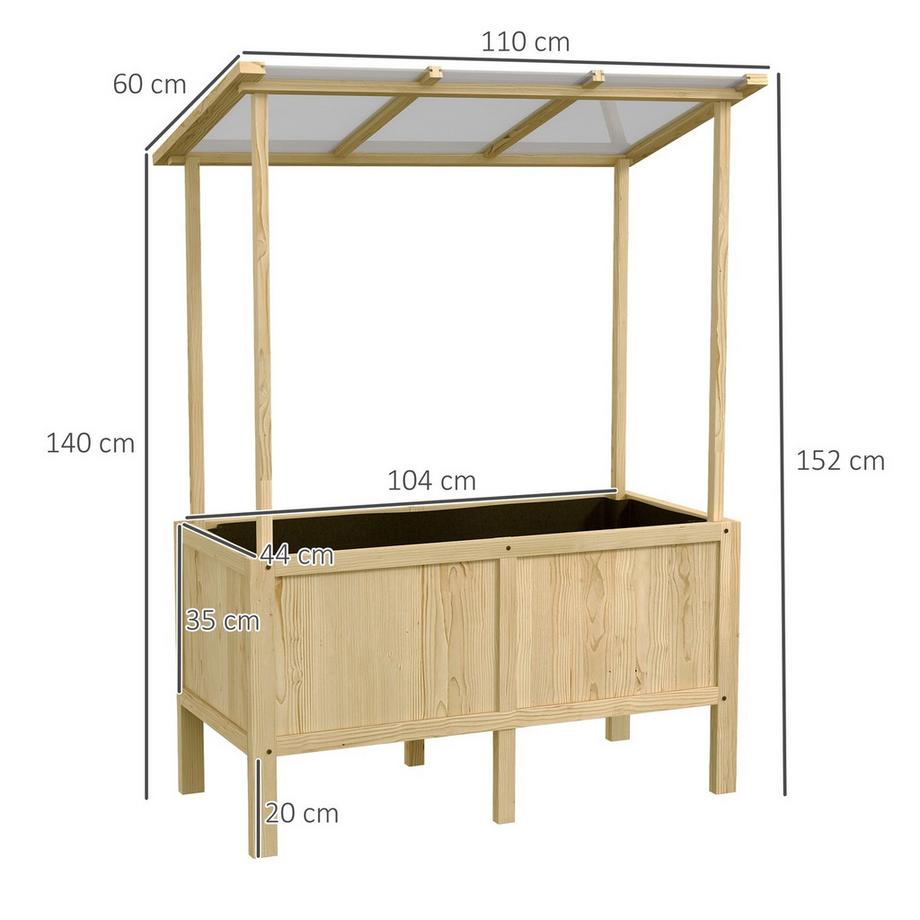 Northio Lit surélevé cadre froid en bois avec couvercle 110x60x152cm bac à plantes avec tissu non tissé pour jardin balcon nature  