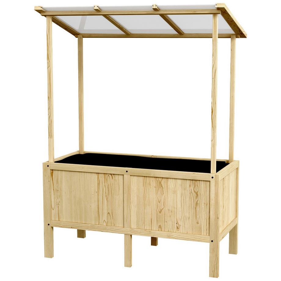 Lit surélevé cadre froid en bois avec couvercle 110x60x152cm bac à plantes avec tissu non tissé pour jardin balcon nature