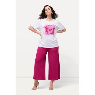 Ulla Popken  Culottes in tessuto operato lunghe fino al polpaccio con taglio della gamba dritto e cintura elastica 