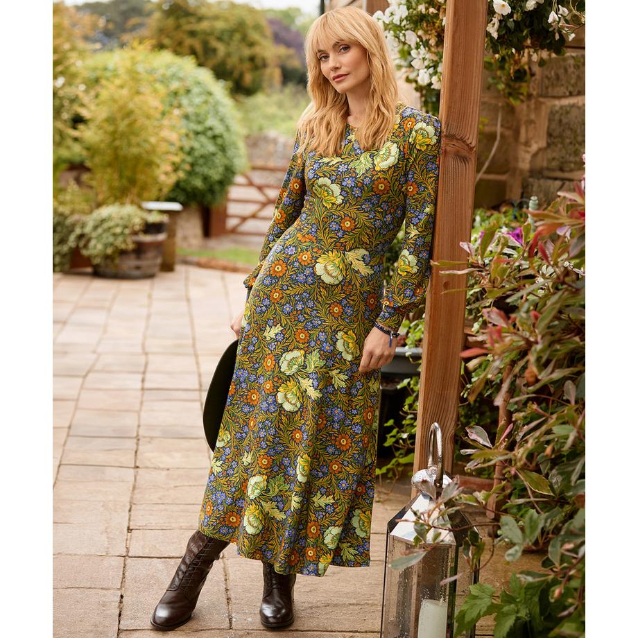 Joe Browns Robe Longue en Jersey à Manches Longues Fleurs Vintage  