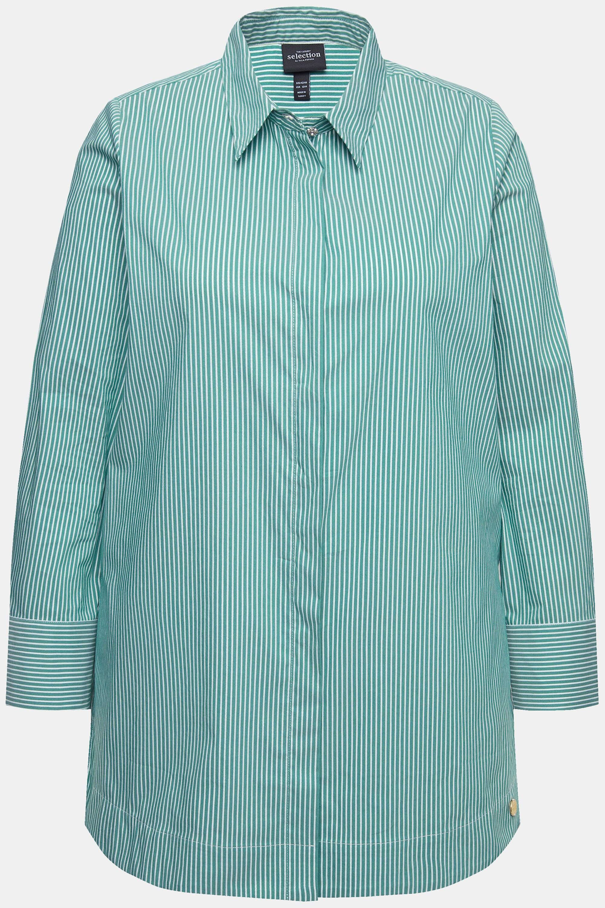 Ulla Popken  Camicia con righe, colletto da camicia e maniche lunghe 