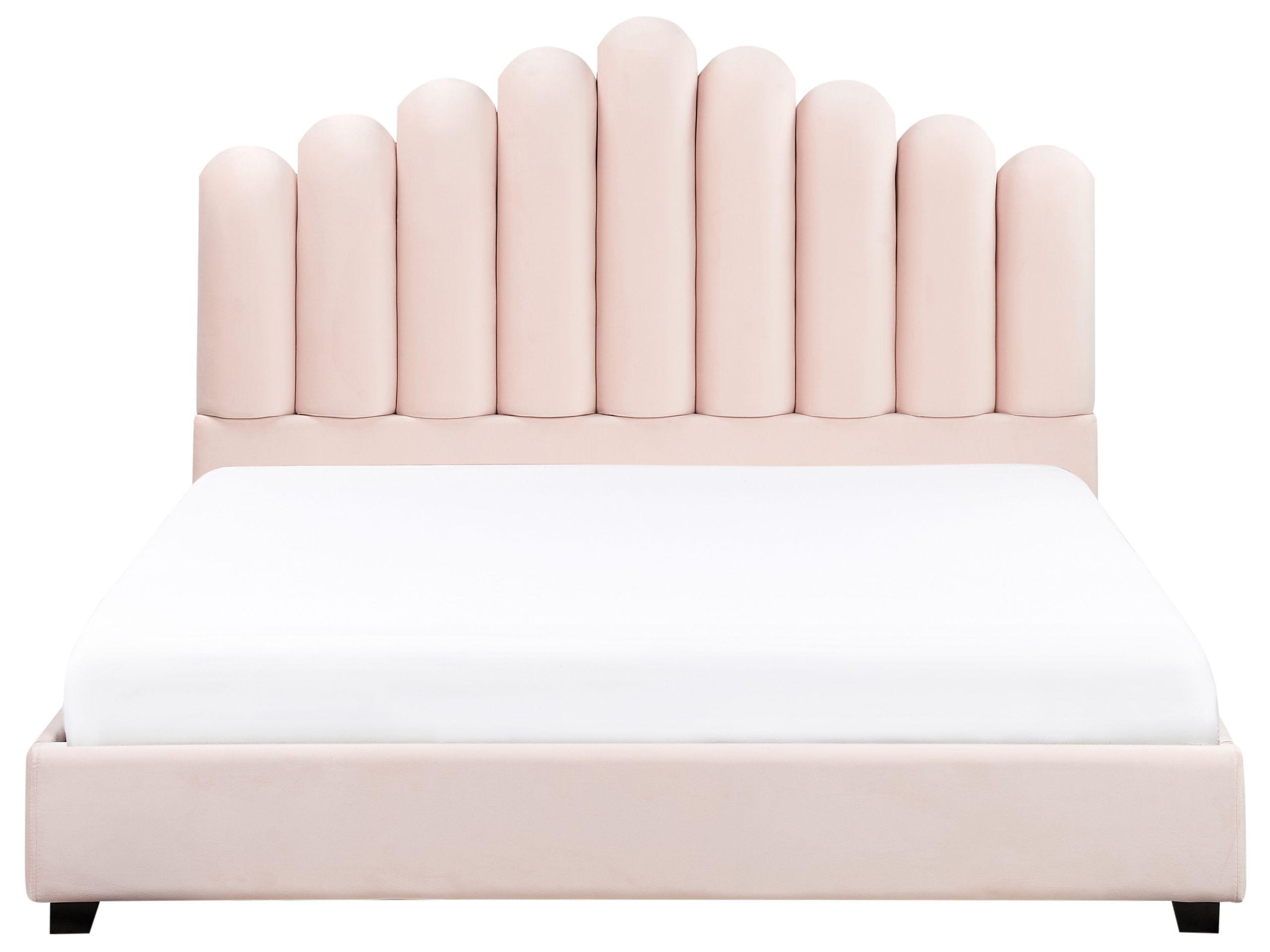 Beliani Lit avec sommier en Velours Glamour VINCENNES  