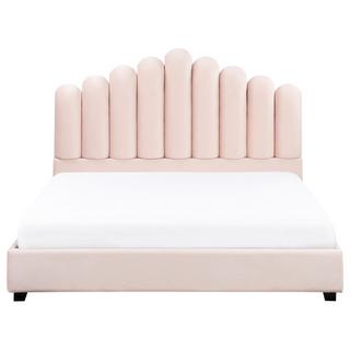 Beliani Lit avec sommier en Velours Glamour VINCENNES  