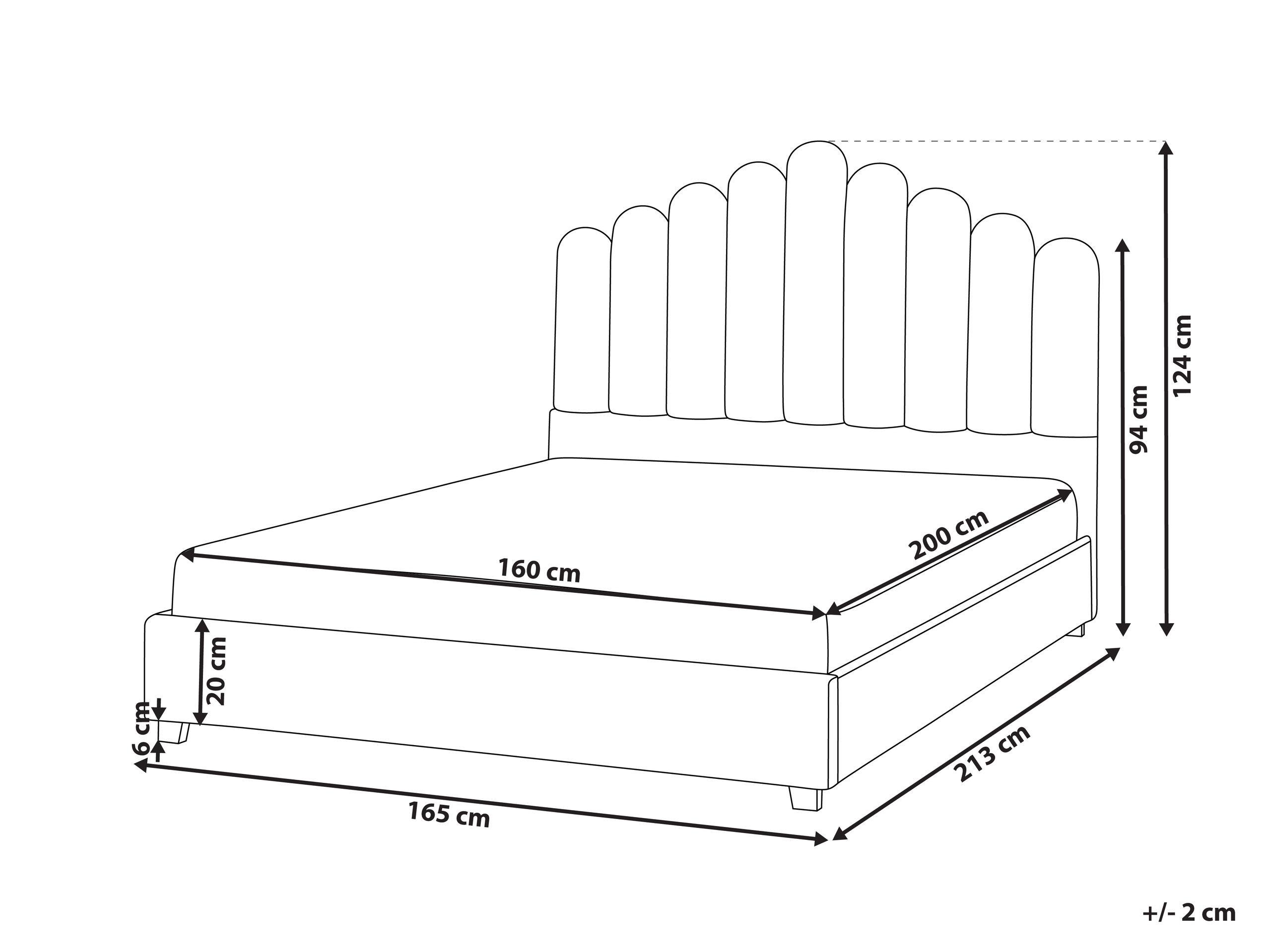 Beliani Lit avec sommier en Velours Glamour VINCENNES  