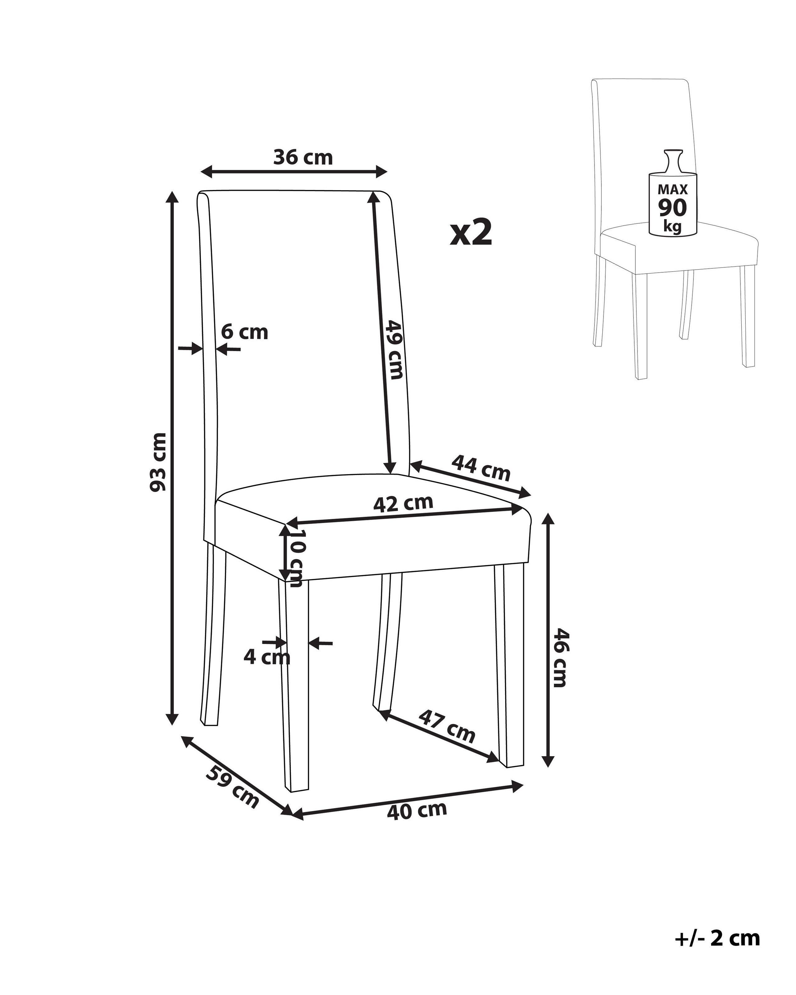 Beliani Lot de 2 chaises en Cuir PU Rétro BROADWAY  