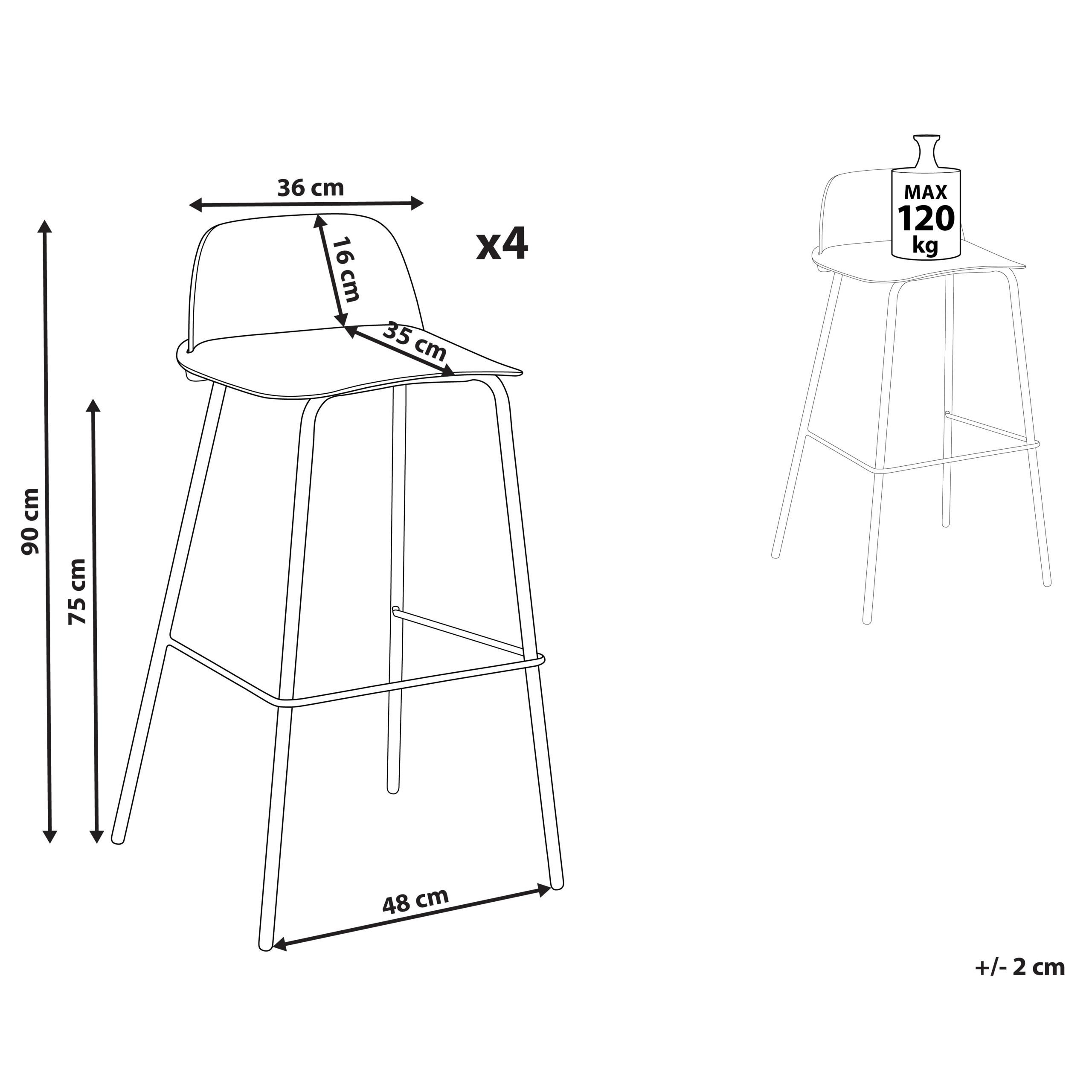 Beliani Lot de 4 chaises de bar en Matière synthétique Moderne MORA  