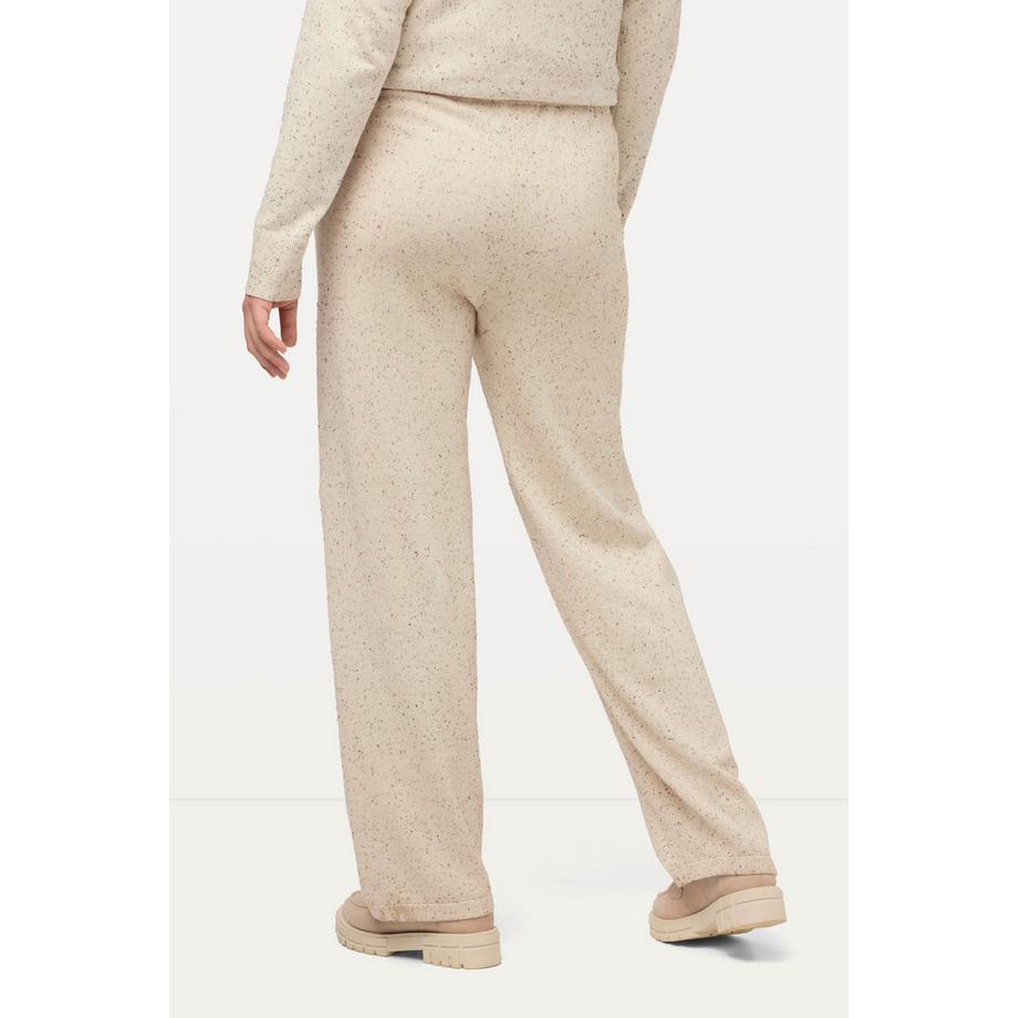 Ulla Popken Pantalon Rose en maille jambe large ceinture élastique  